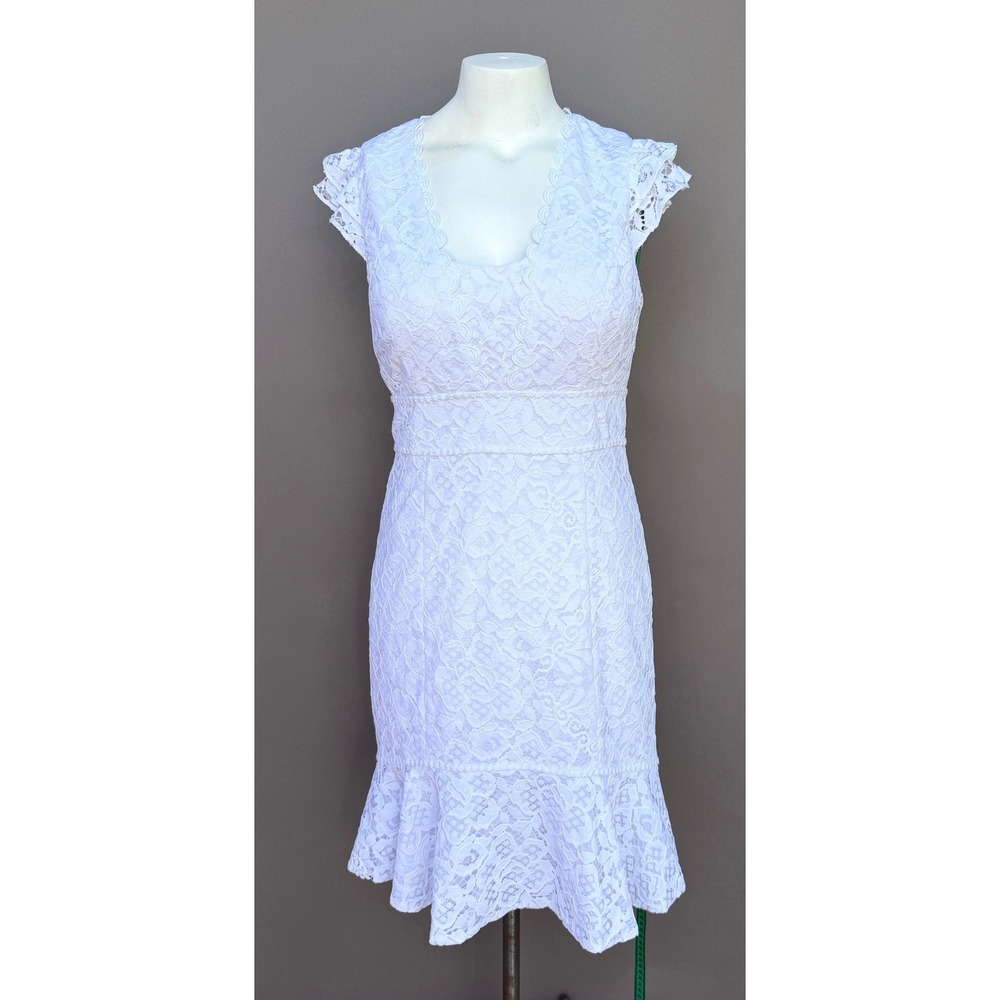 Lilly Pulitzer Marlyn Dress Sz 8 Resort White Hey Hey Bouquet Lace Bridal Party